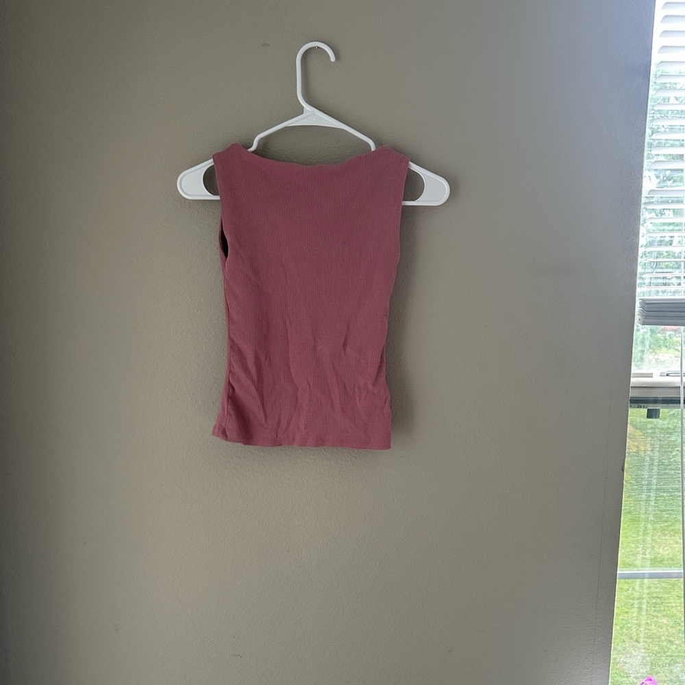 Zara Ribbed Tank Top in Mauve Pink